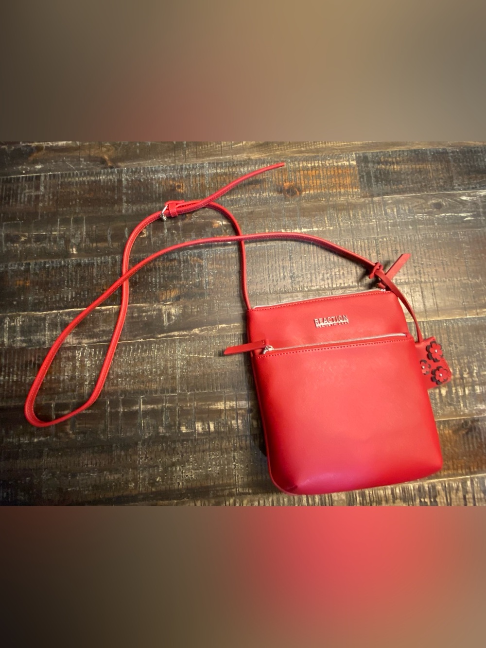 Beautiful Kenneth Cole Reaction Red Faux Leather Crossbody Purse